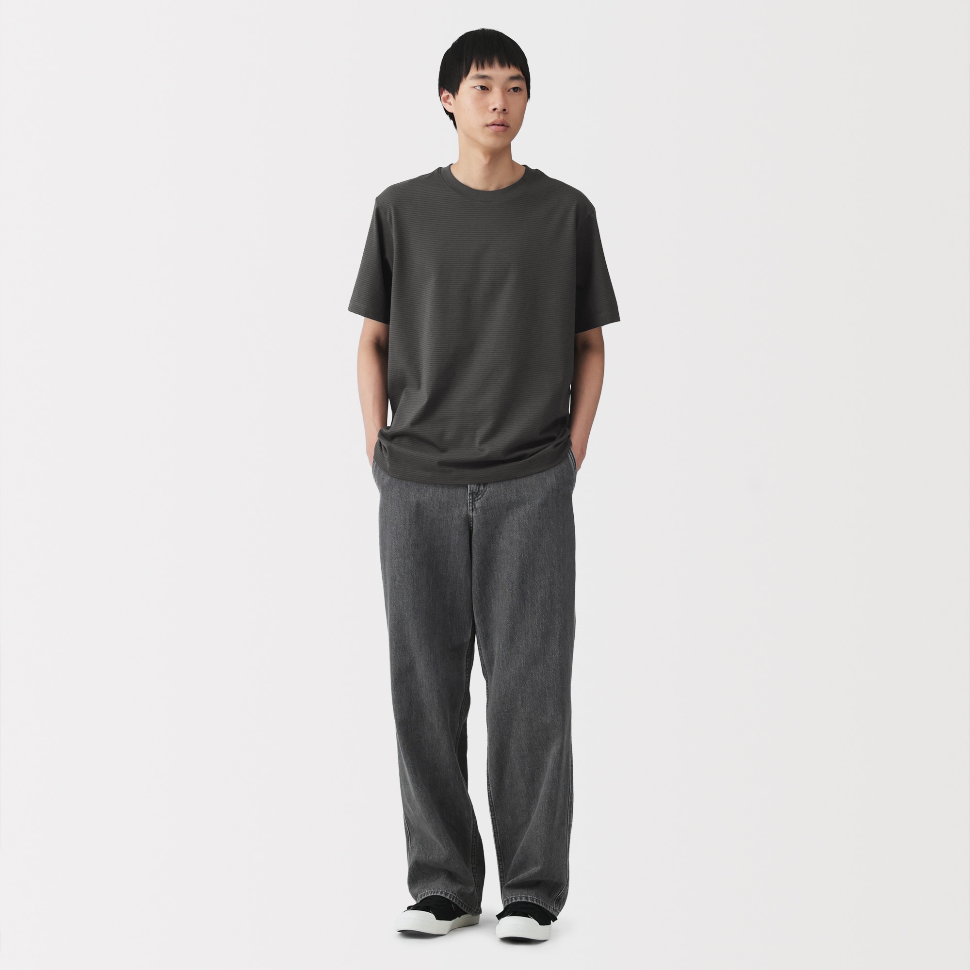 紳士　天竺編みクルーネック半袖Ｔシャツ（ボーダー）