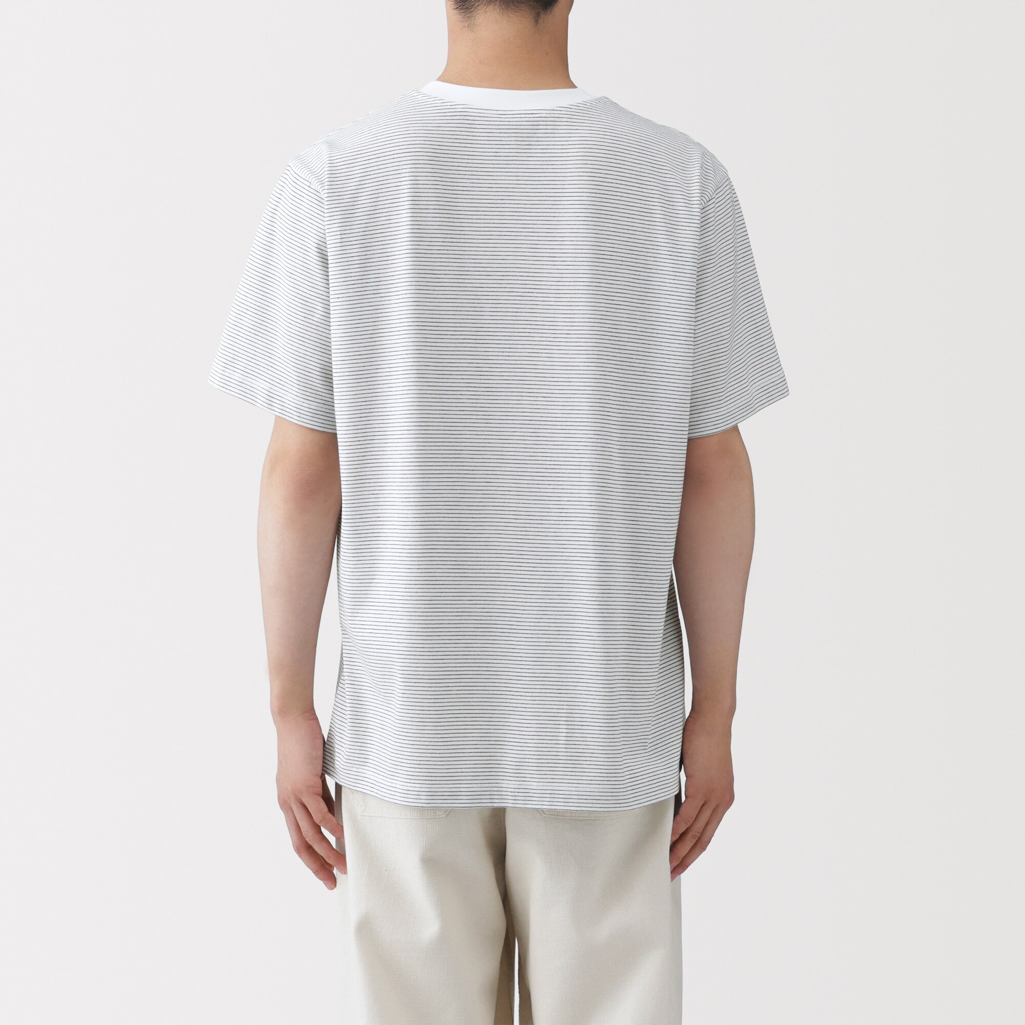 紳士 天竺編みクルーネック半袖Tシャツ（ボーダー） | 無印良品