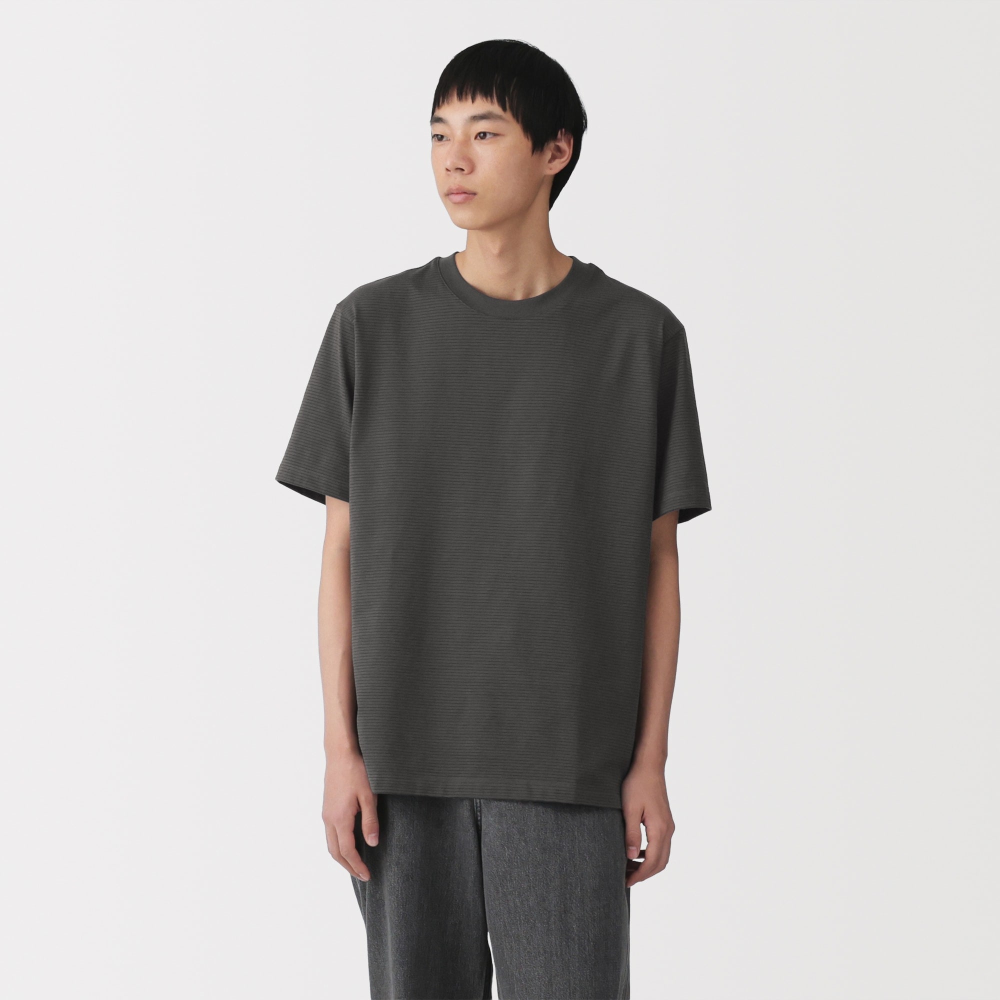 紳士 天竺編みクルーネック半袖Tシャツ（ボーダー） | 無印良品