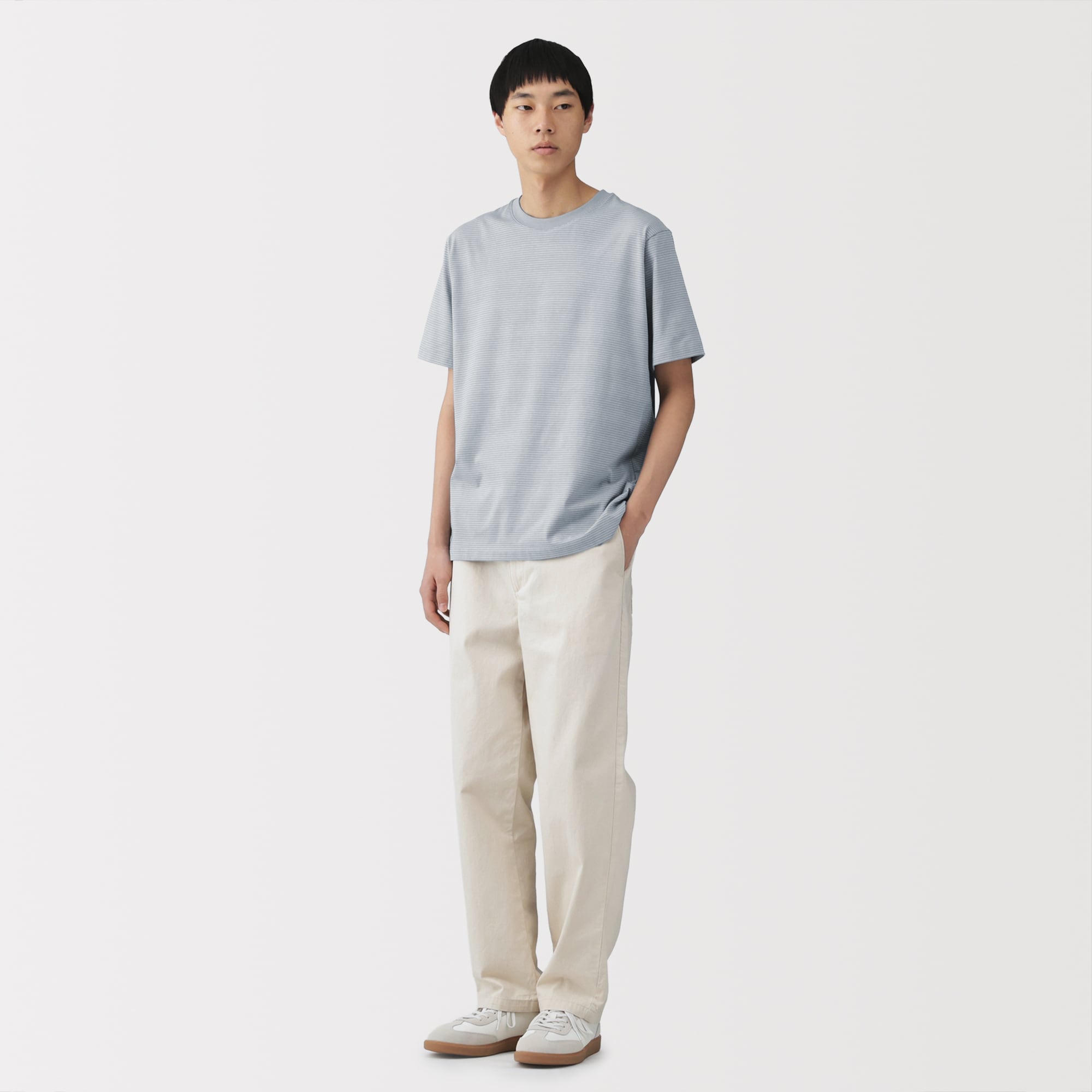 ☆タグ付き☆ボーダー天竺プリントの四角 Tシャツ ☆タグ付き