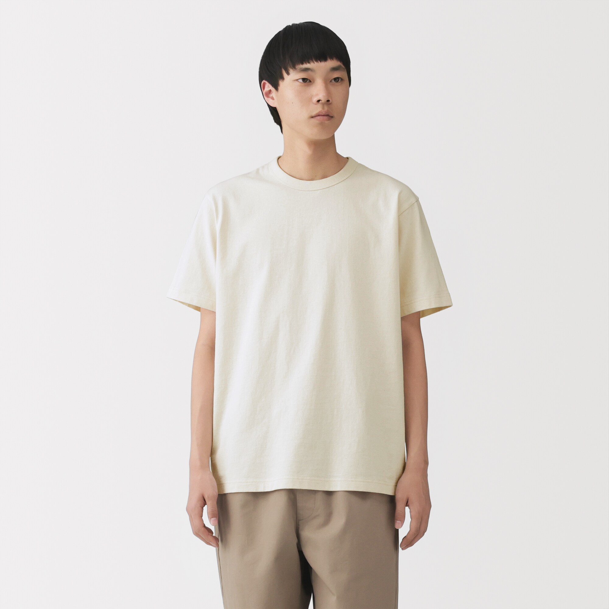 紳士　洗いざらし太番手クルーネック半袖Ｔシャツ