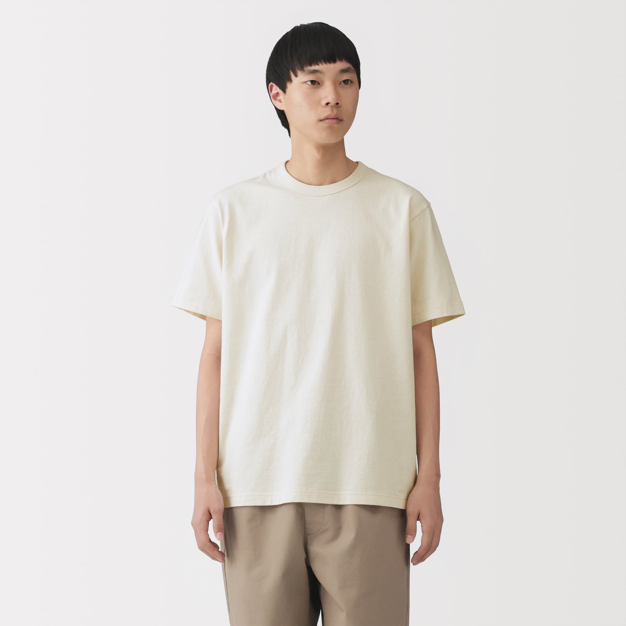 紳士 洗いざらし太番手クルーネック半袖Tシャツ | 無印良品