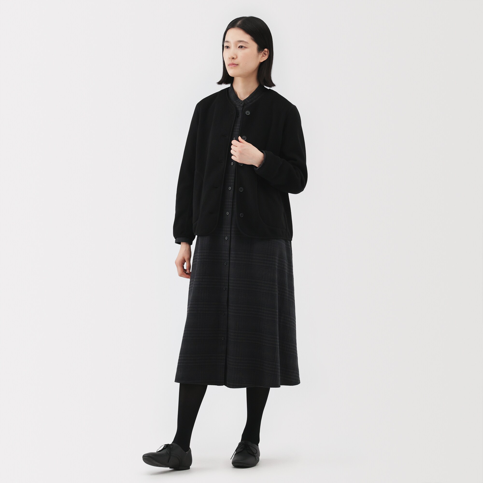 婦人　素材に還るフリースカーディガン