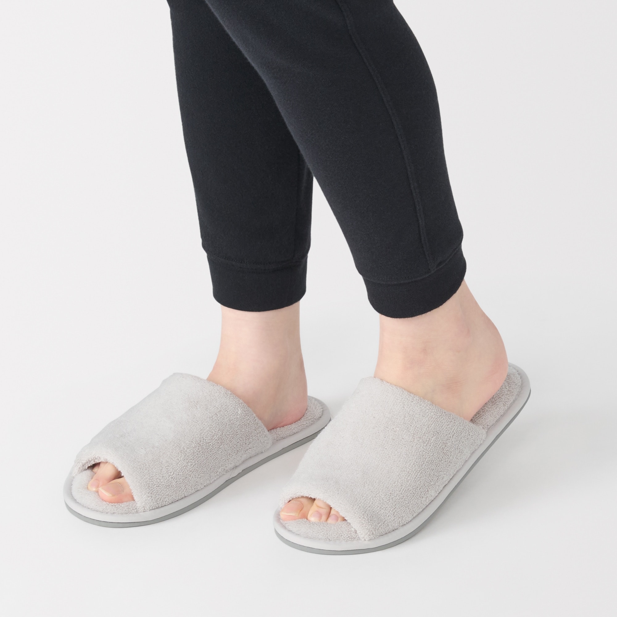 洗える綿パイルスリッパ・前あき