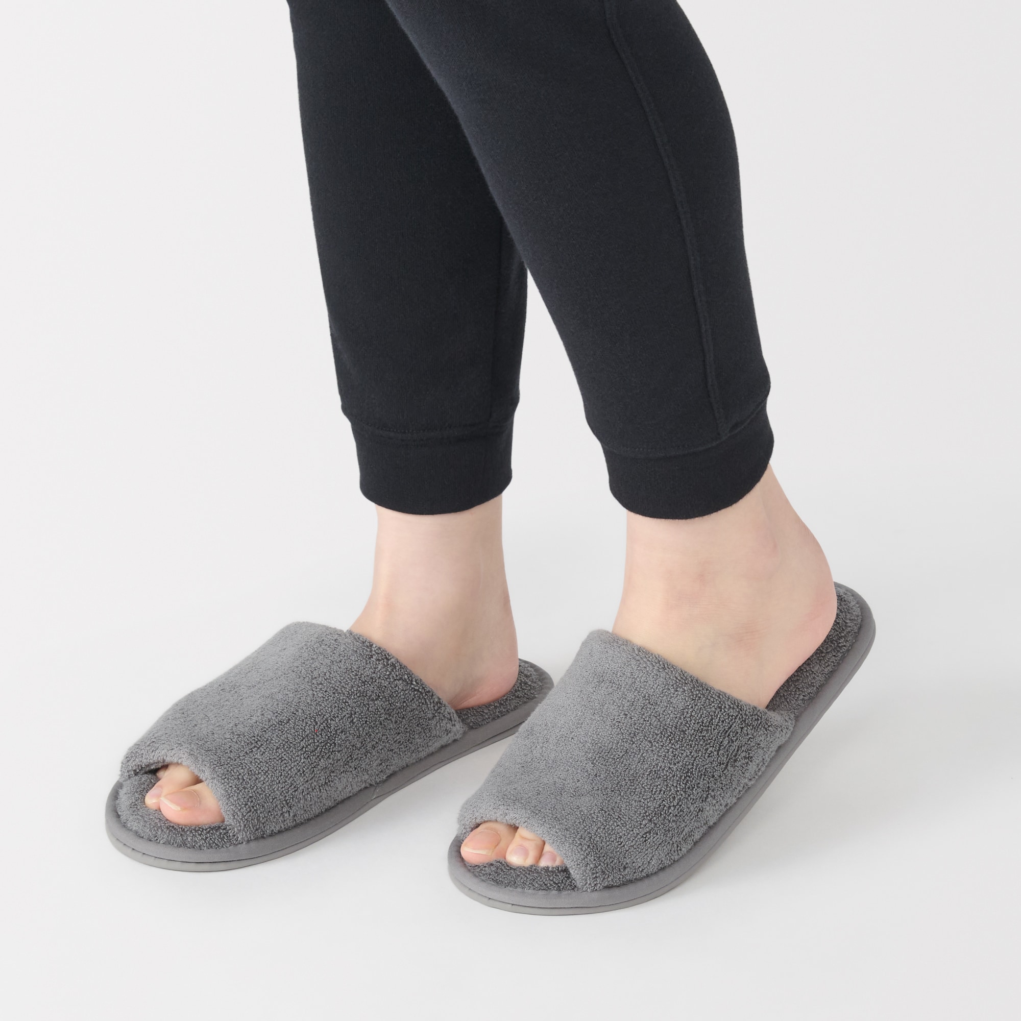 洗える綿パイルスリッパ・前あき