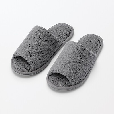 洗える綿パイルスリッパ・前あき　Ｍ～ＸＬ