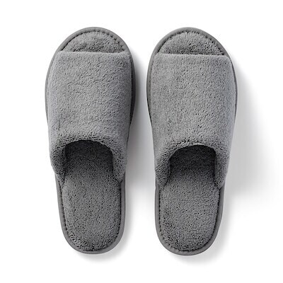 洗える綿パイルスリッパ・前あき　Ｍ～ＸＬ