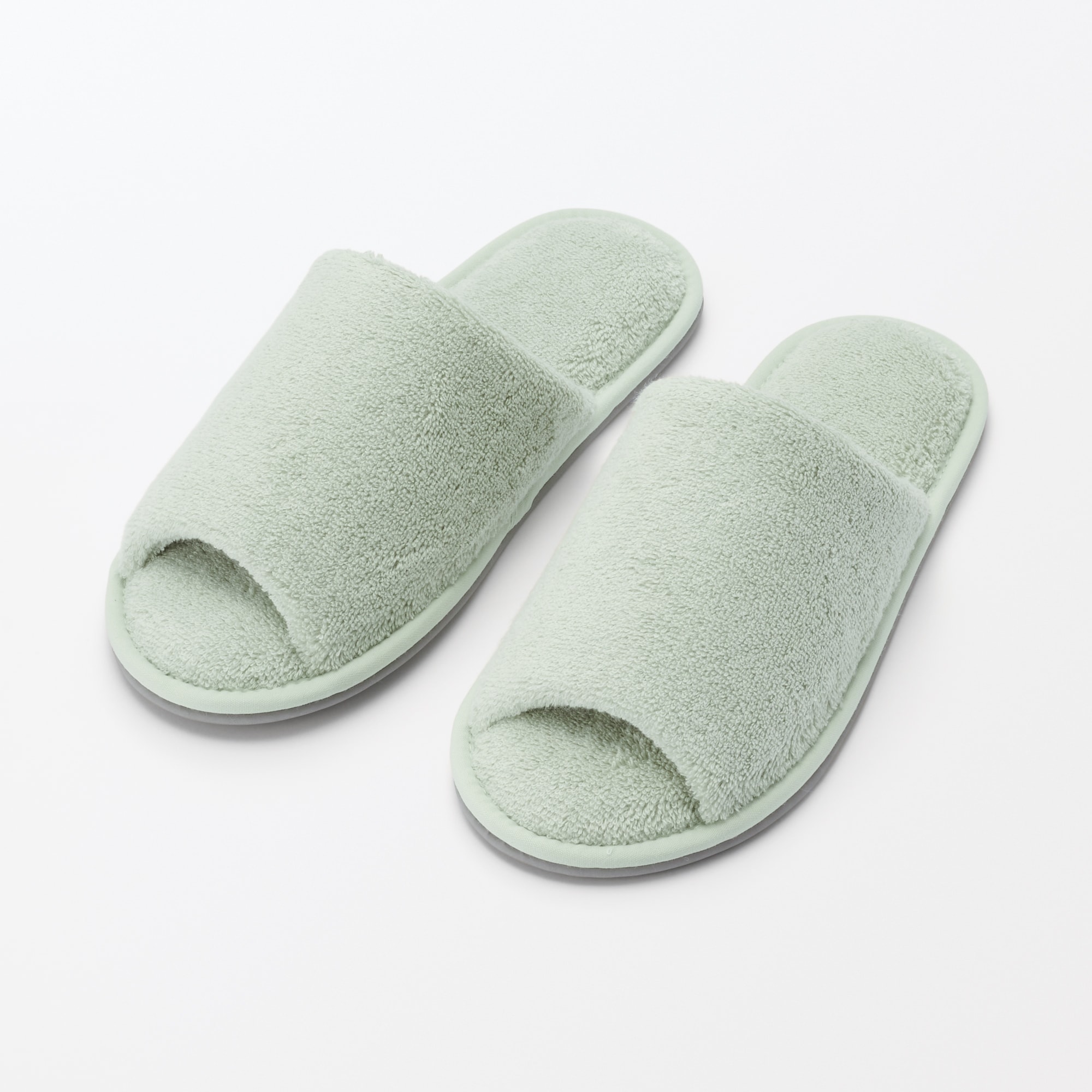 洗える綿パイルスリッパ・前あき