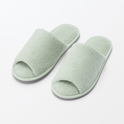 洗える綿パイルスリッパ・前あき　Ｍ～ＸＬ