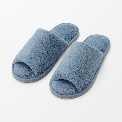 洗える綿パイルスリッパ・前あき　Ｍ～ＸＬ