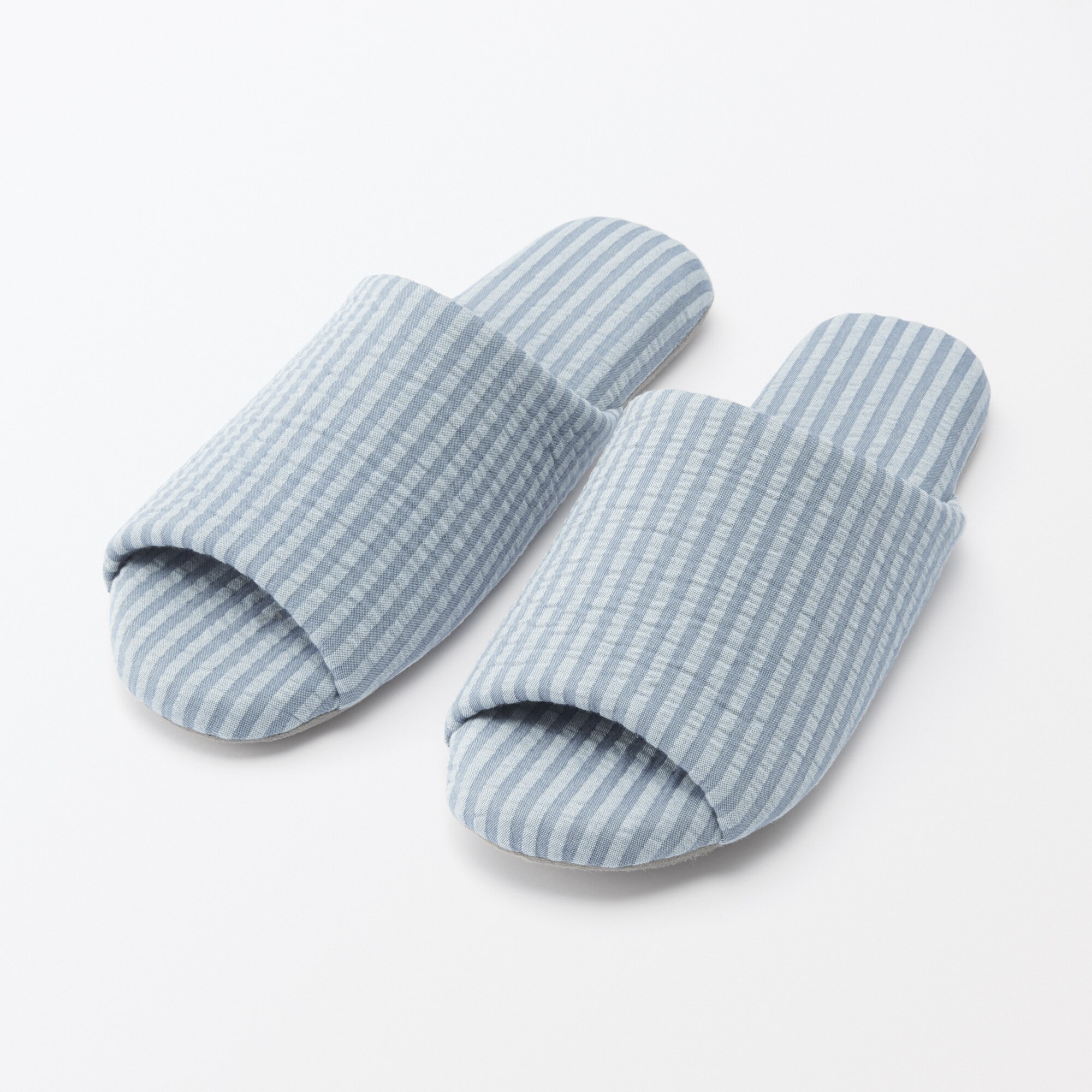 綿サッカー織　履き心地やわらか足なりスリッパ