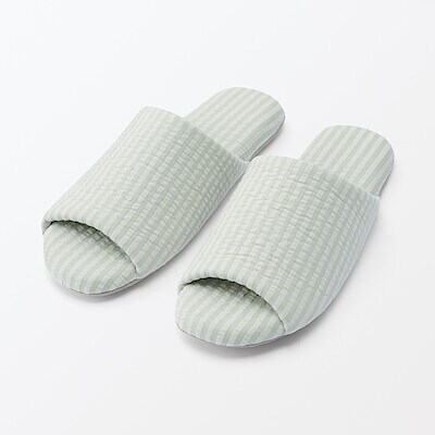 綿サッカー織　履き心地やわらか足なりスリッパ　Ｍ～ＸＬ