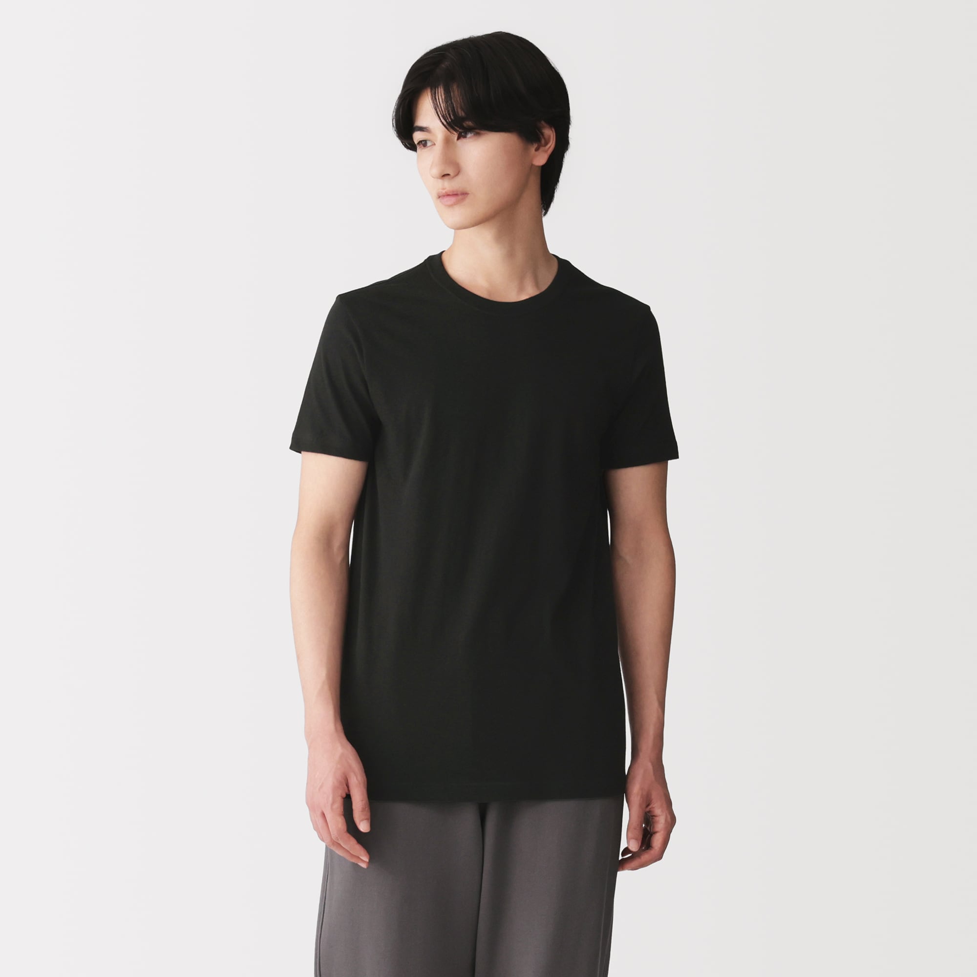 紳士 脇に縫い目のない 2枚組 クルーネック半袖Tシャツ | 無印良品