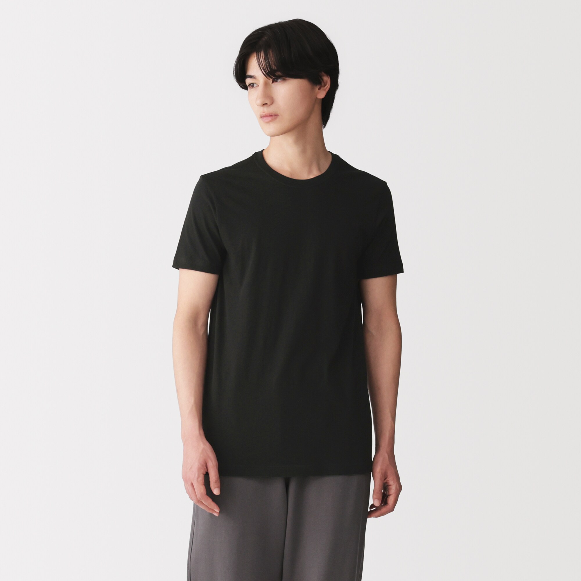 紳士　脇に縫い目のない　２枚組　クルーネック半袖Ｔシャツ