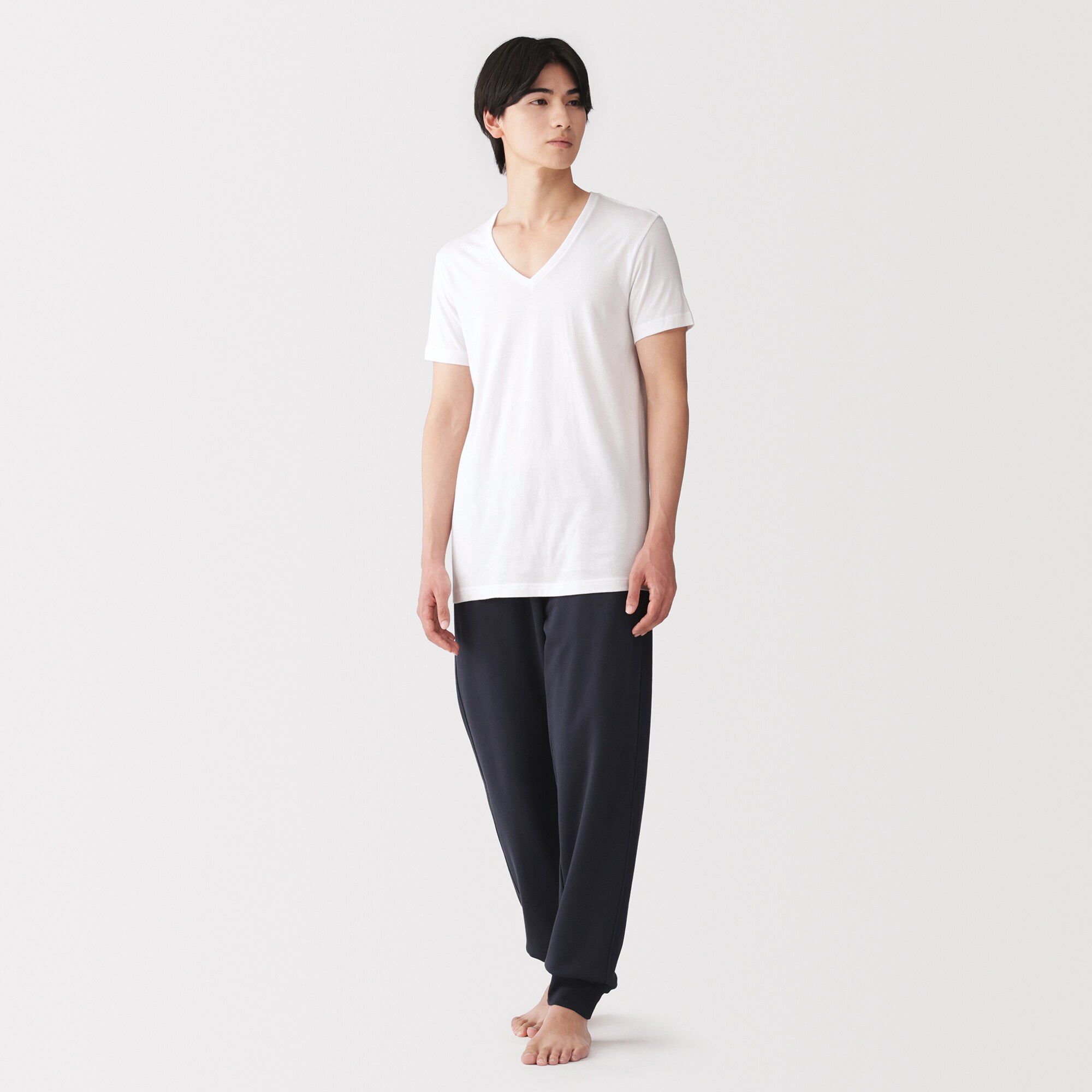 紳士 脇に縫い目のない 2枚組 Vネック半袖Tシャツ | 無印良品