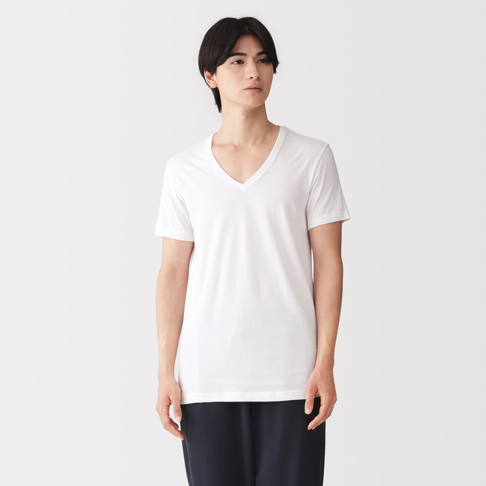 紳士　脇に縫い目のない　２枚組　Ｖネック半袖Ｔシャツ