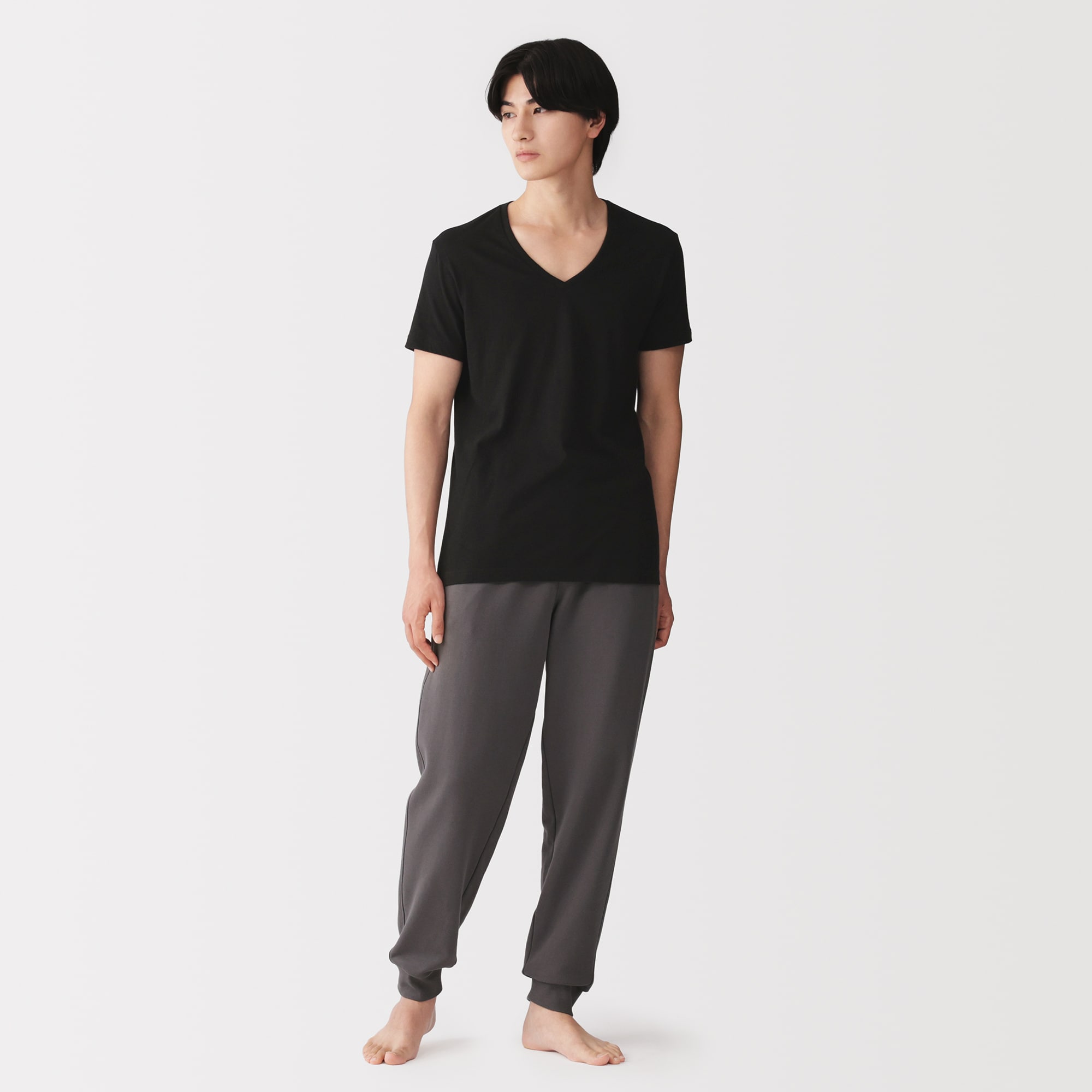 紳士 脇に縫い目のない 2枚組 Vネック半袖Tシャツ | 無印良品