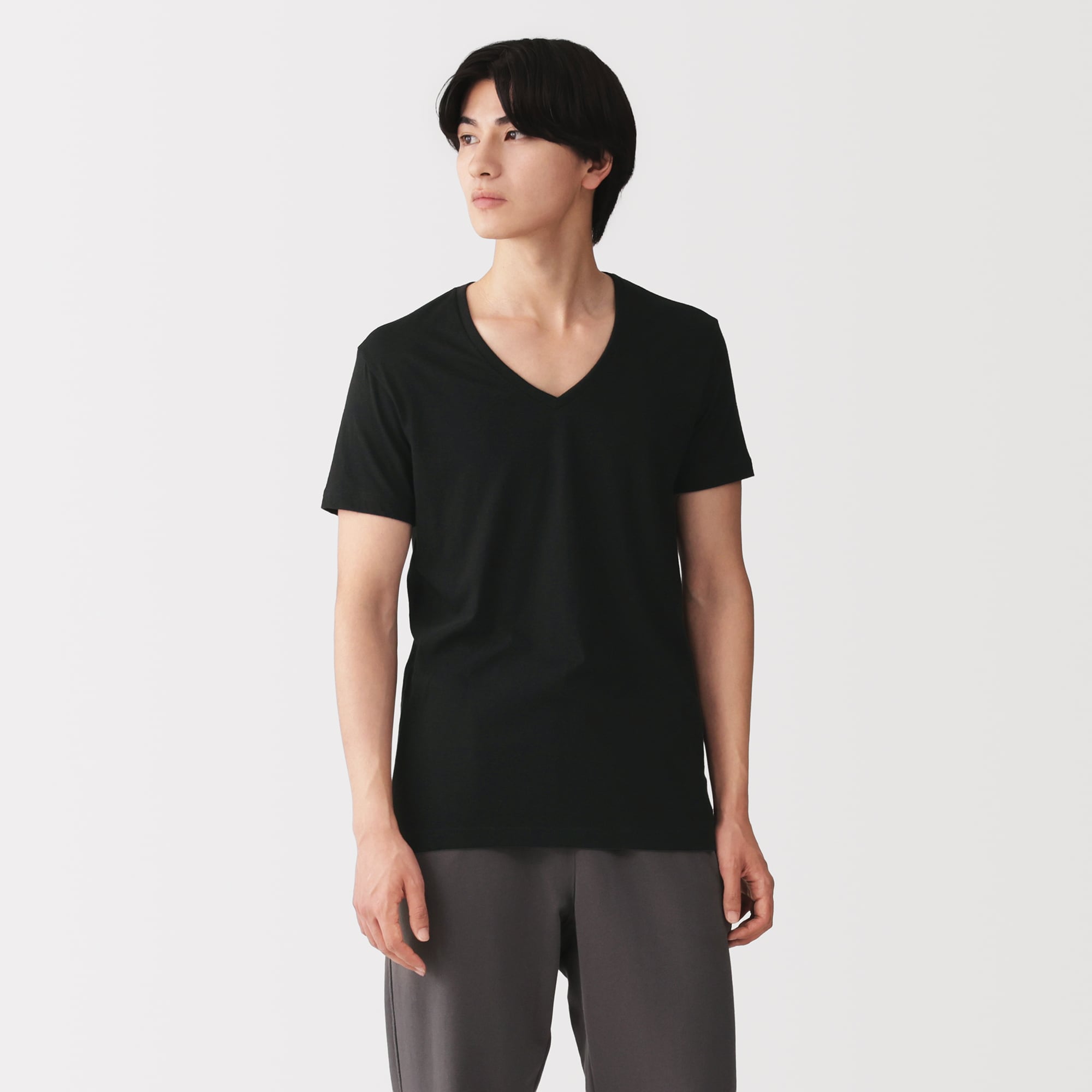 紳士　脇に縫い目のない　２枚組　Ｖネック半袖Ｔシャツ