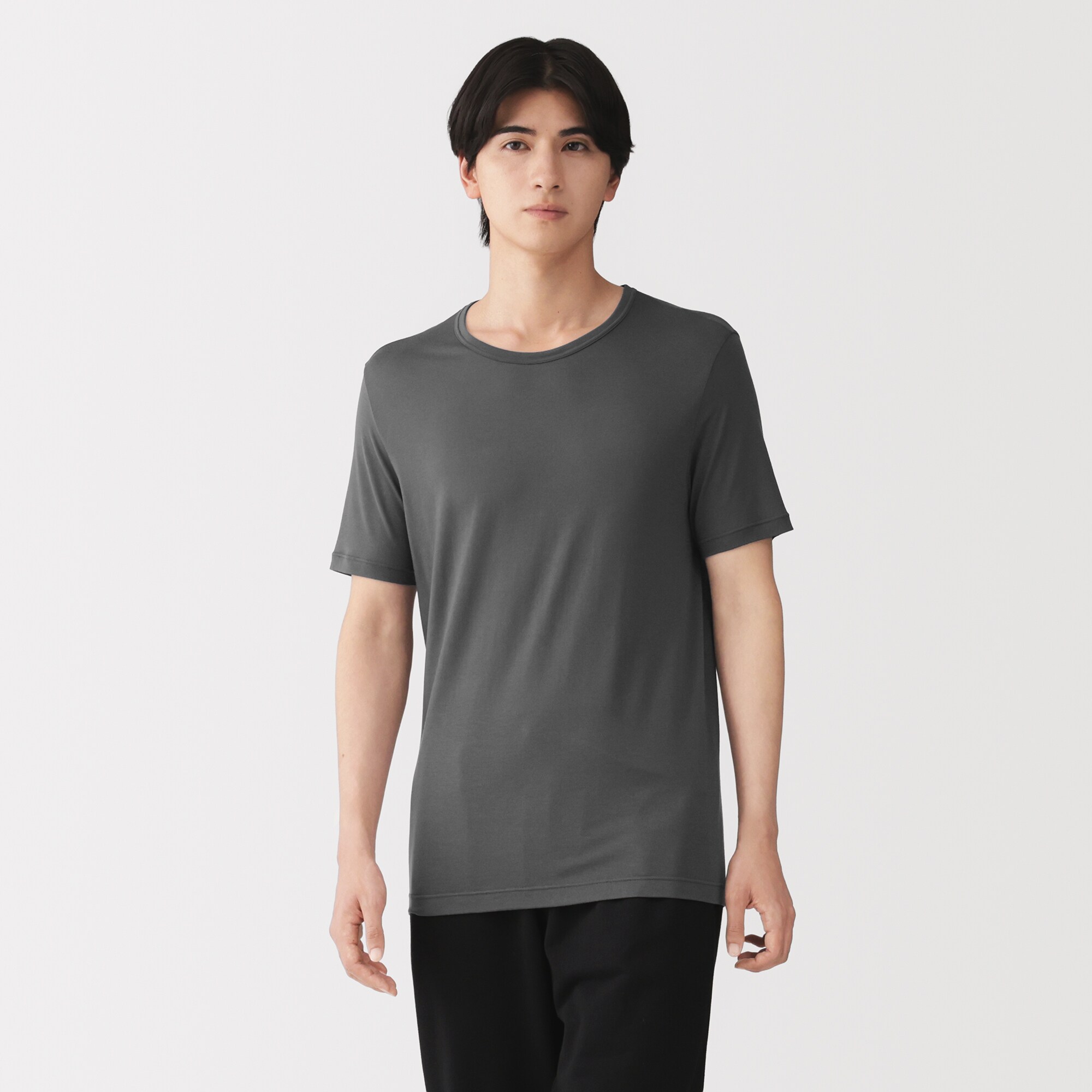 紳士　脇に縫い目のない　なめらか　クルーネック半袖Ｔシャツ