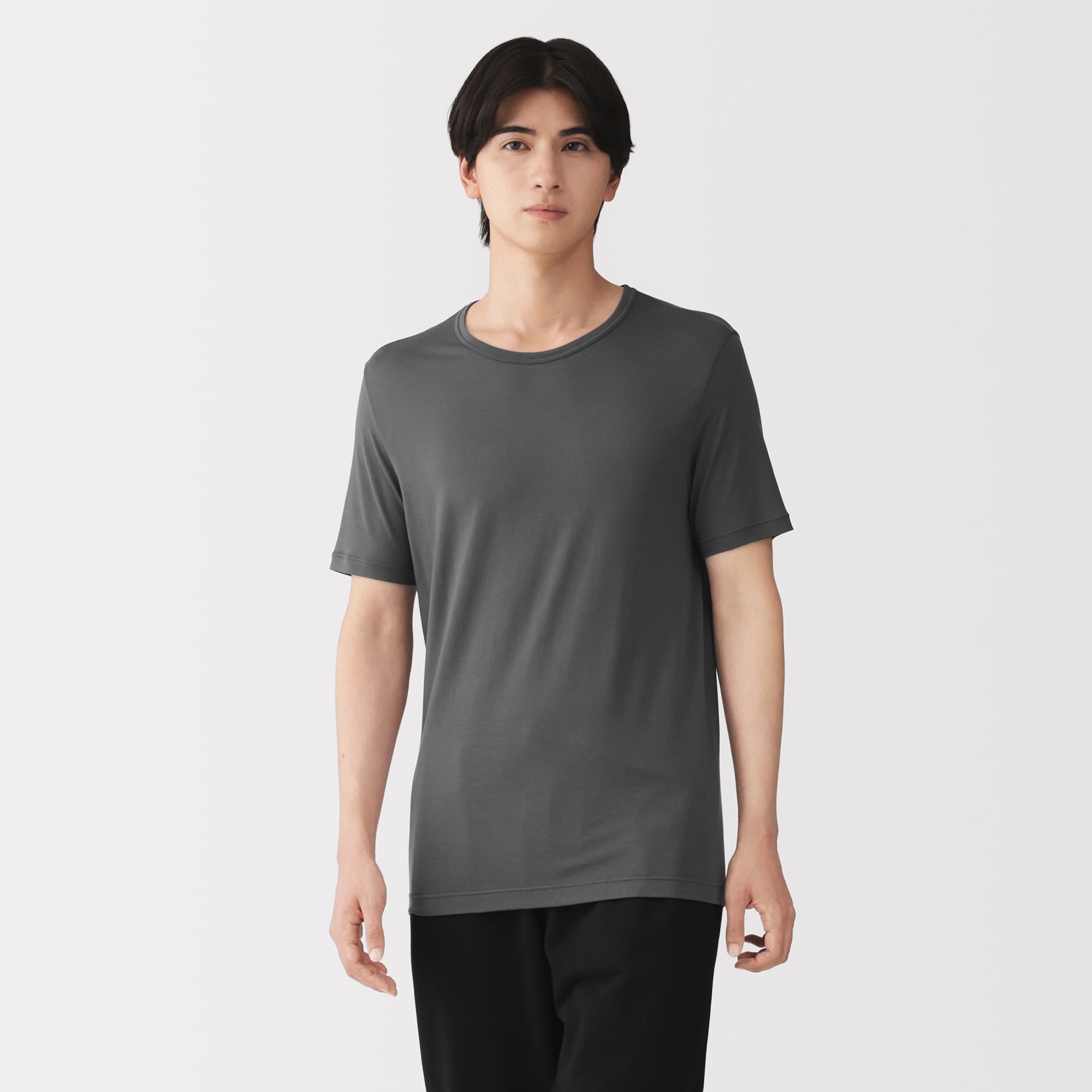 紳士　脇に縫い目のない　なめらか　クルーネック半袖Ｔシャツ