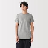 紳士　脇に縫い目のない　２枚組　クルーネック半袖Ｔシャツ（再生コットン）