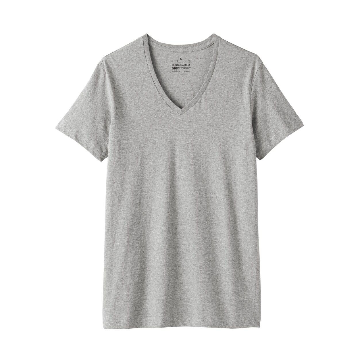 紳士　脇に縫い目のない　２枚組　Ｖネック半袖Ｔシャツ（再生コットン）