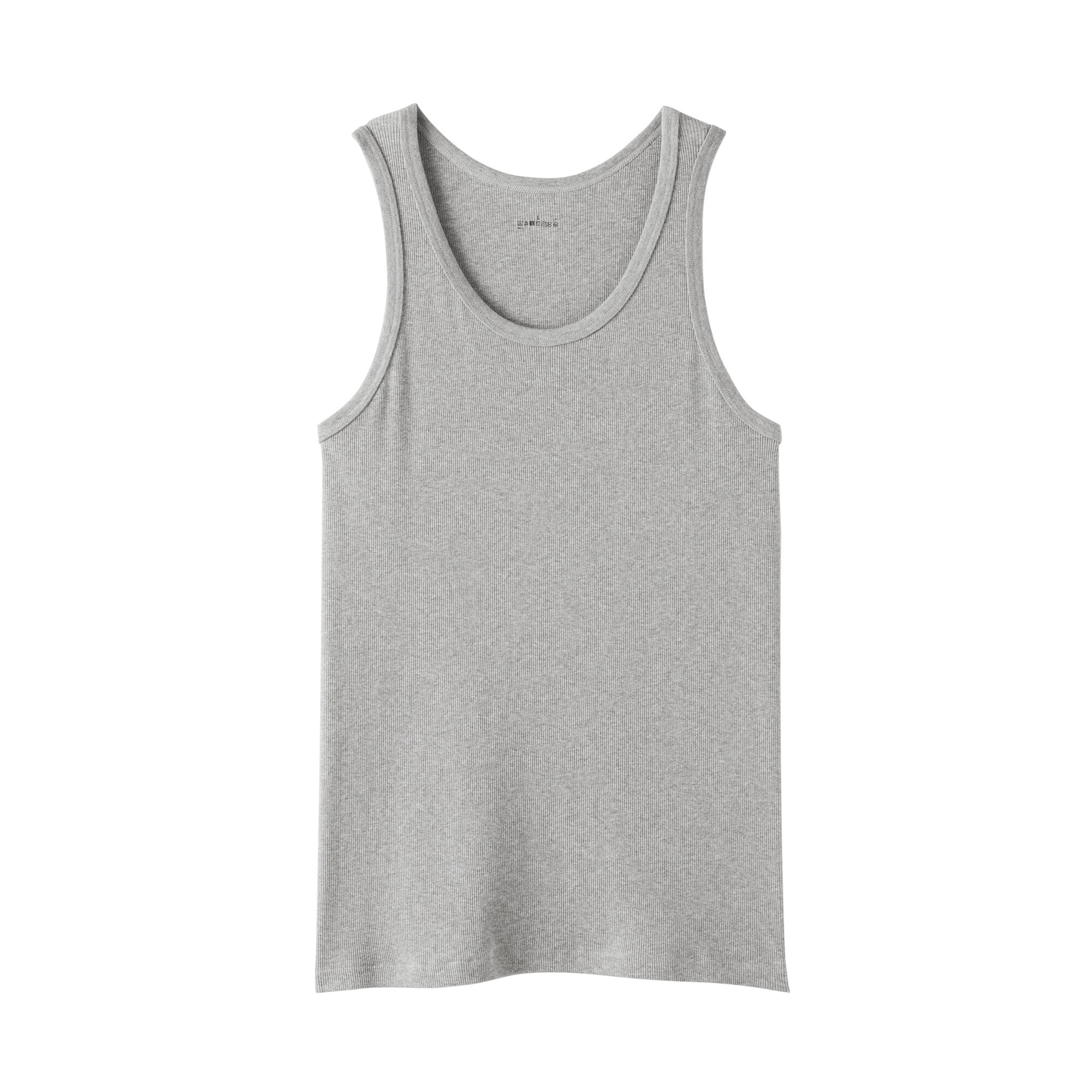 紳士　脇に縫い目のない　２枚組み　リブ編みタンクトップ（再生コットン）