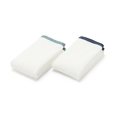 【１月中旬発売予定】縁カラー付　コンパクトフェイスタオル２枚組　２５×７０ｃｍ