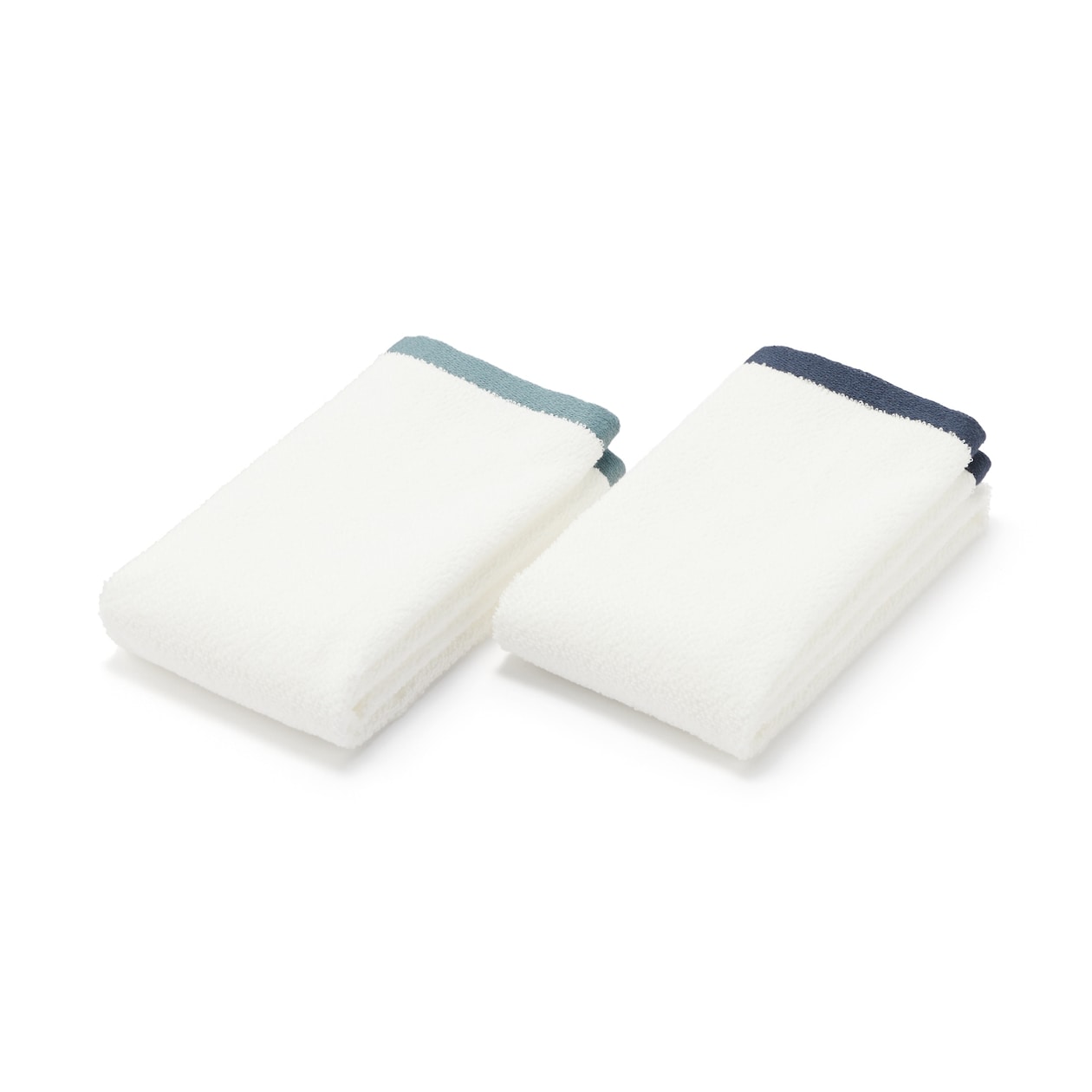 縁カラー付　コンパクトフェイスタオル２枚組