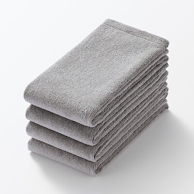 片面パイル４枚組フェイスタオル　３４×８５ｃｍ