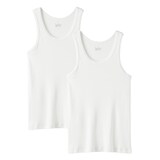 紳士　脇に縫い目のない　２枚組み　リブ編みタンクトップ
