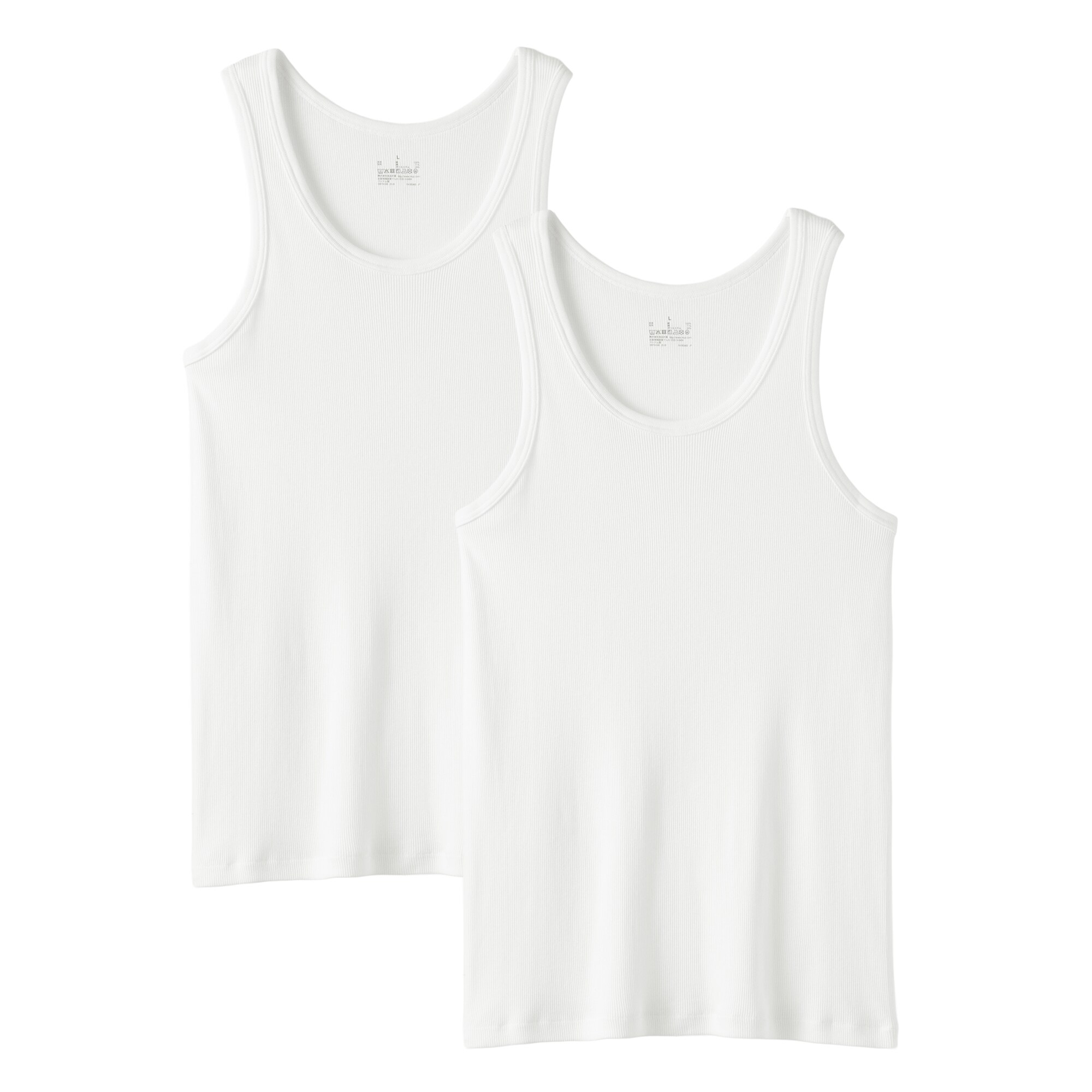 紳士　脇に縫い目のない　２枚組み　リブ編みタンクトップ
