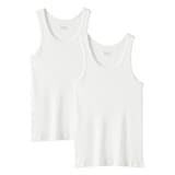 紳士　脇に縫い目のない　２枚組み　リブ編みタンクトップ