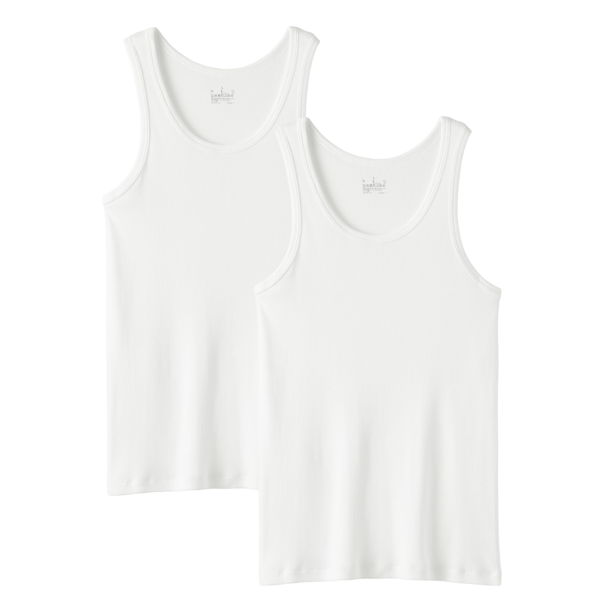 紳士　脇に縫い目のない　２枚組み　リブ編みタンクトップ
