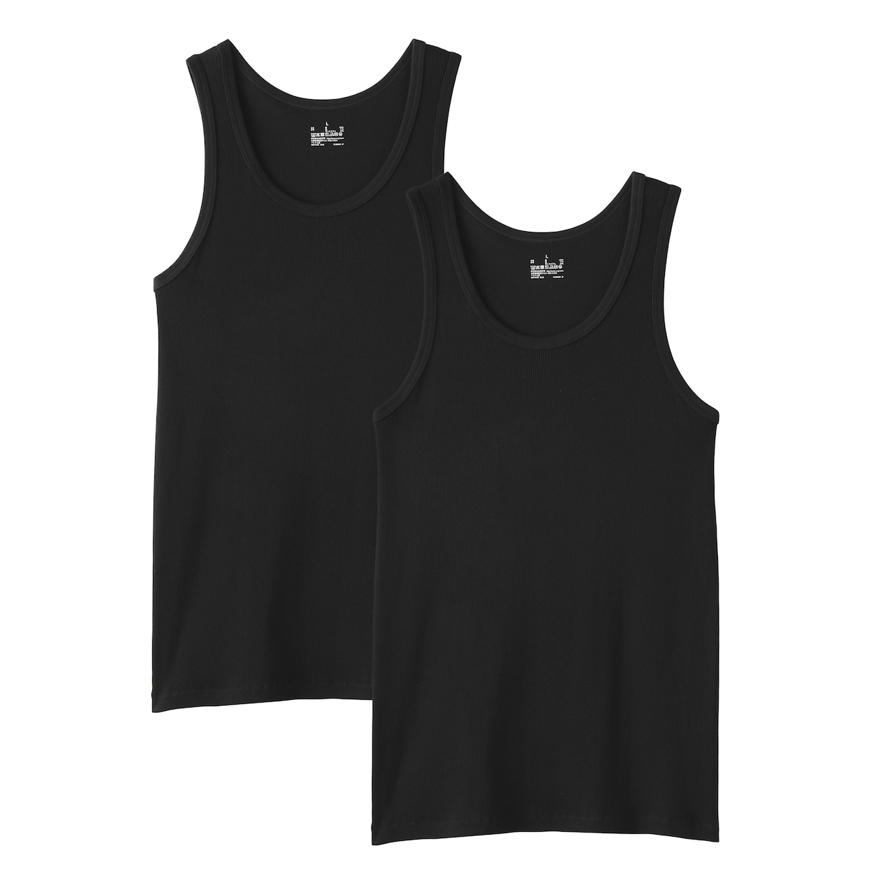 紳士　脇に縫い目のない　２枚組み　リブ編みタンクトップ