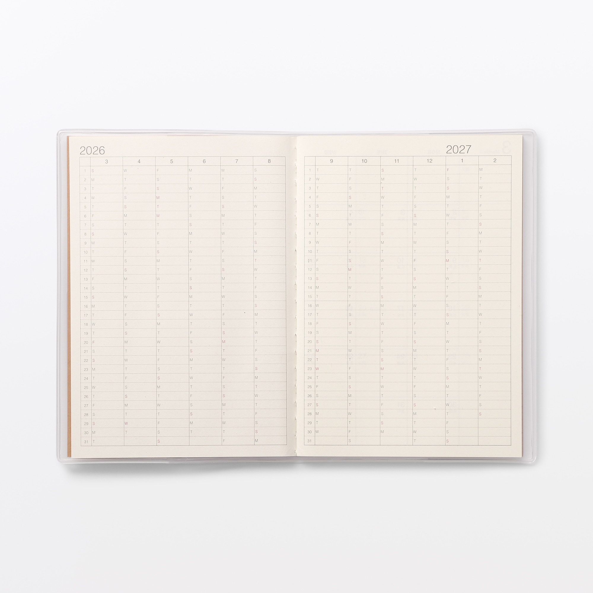 月曜始まりマンスリースケジュール帳・２０２６年３月始まり