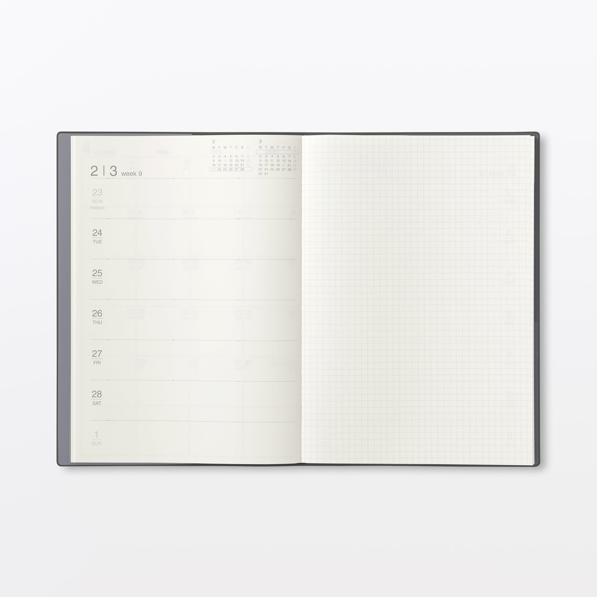 月曜始まりマンスリー／ウィークリースケジュール帳・２０２６年３月始まり