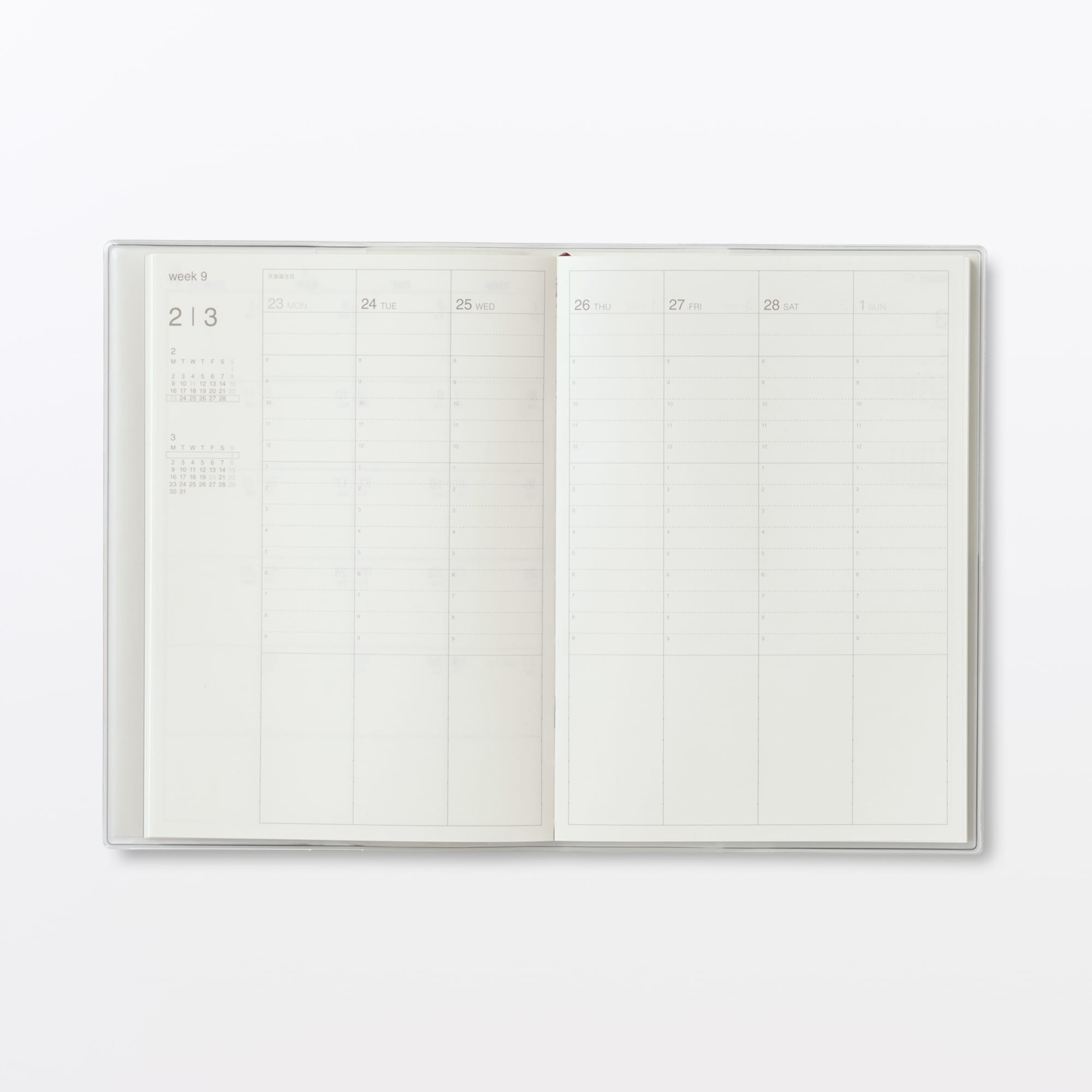 月曜始まりバーチカルスケジュール帳・２０２６年３月始まり