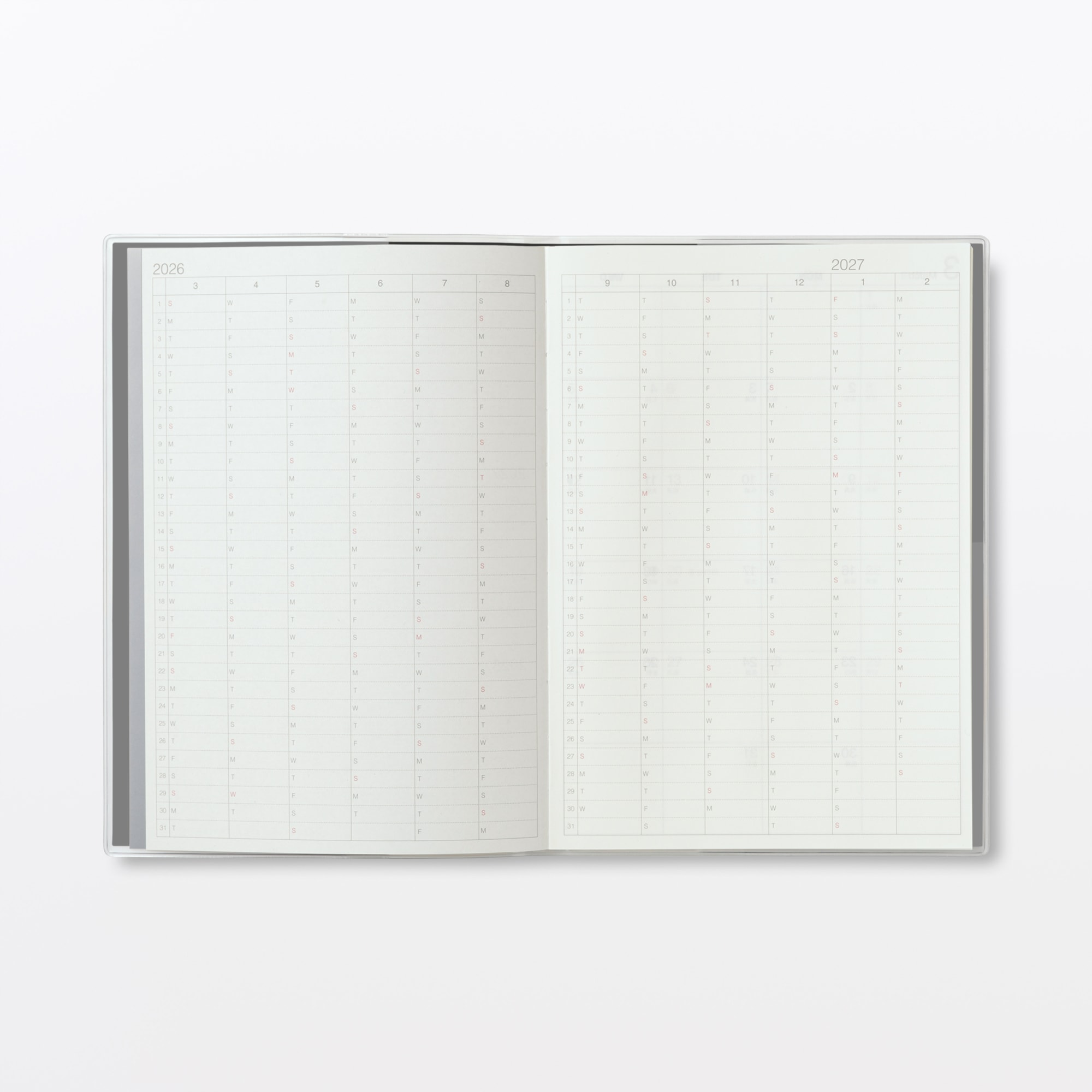 月曜始まりバーチカルスケジュール帳・２０２６年３月始まり