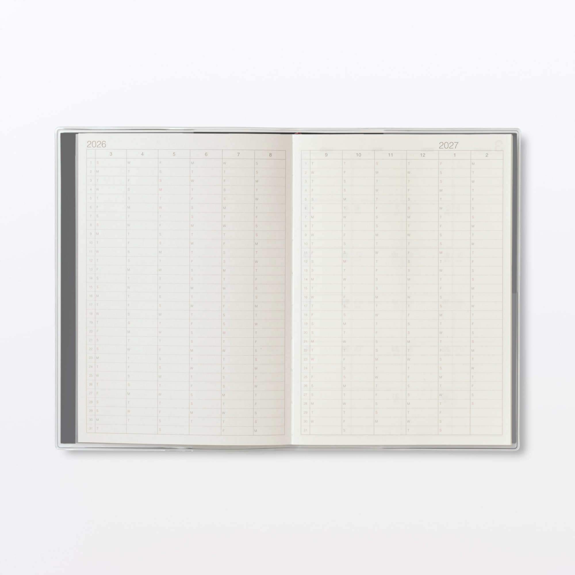 月曜始まりバーチカルスケジュール帳・２０２６年３月始まり