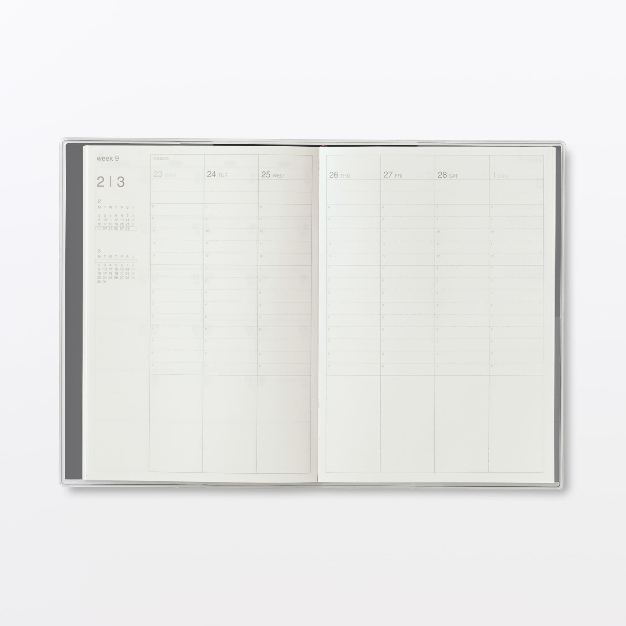 月曜始まりバーチカルスケジュール帳・２０２６年３月始まり