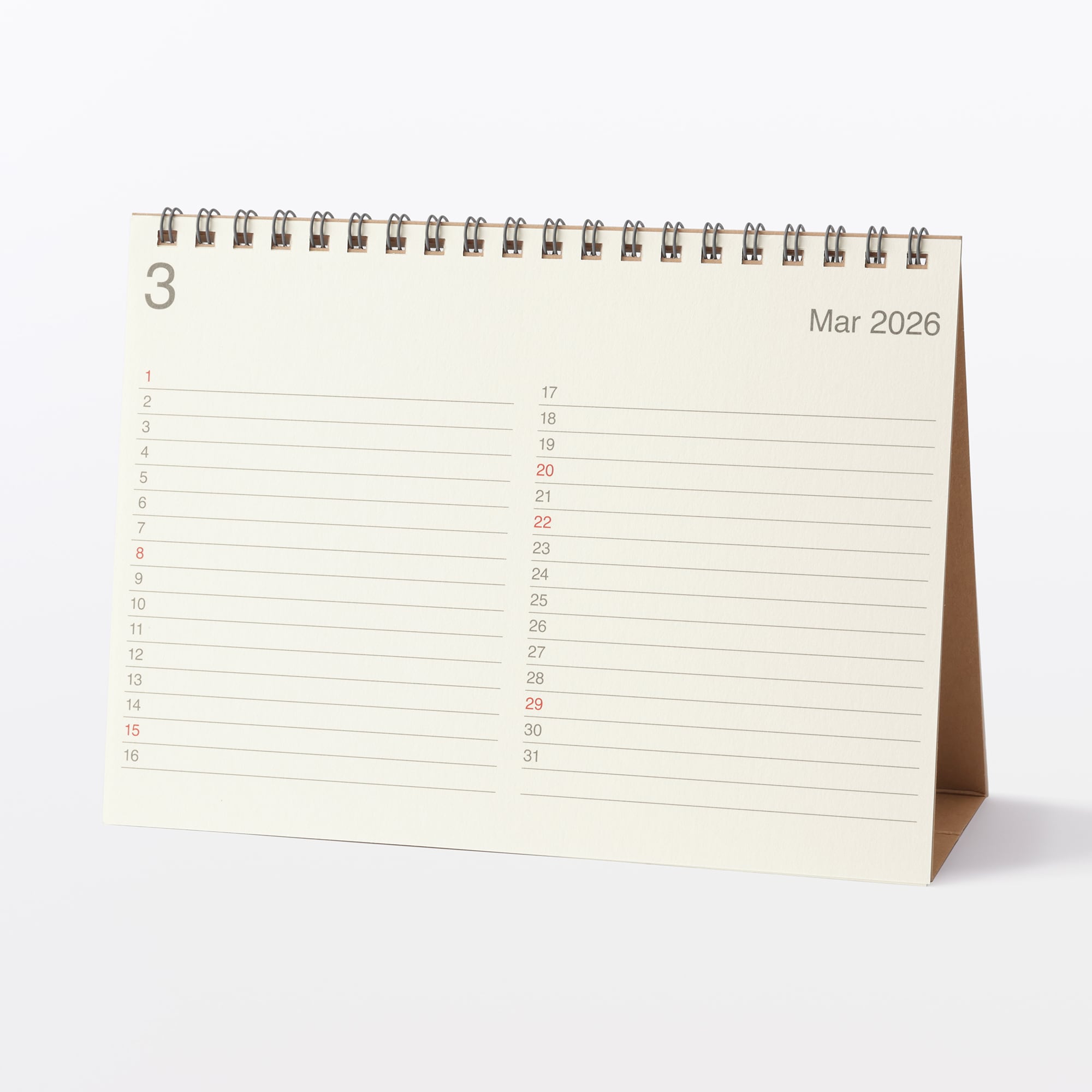 バガス入りペーパー日曜始まり六輝カレンダー・中・２０２６年３月～２０２７年３月