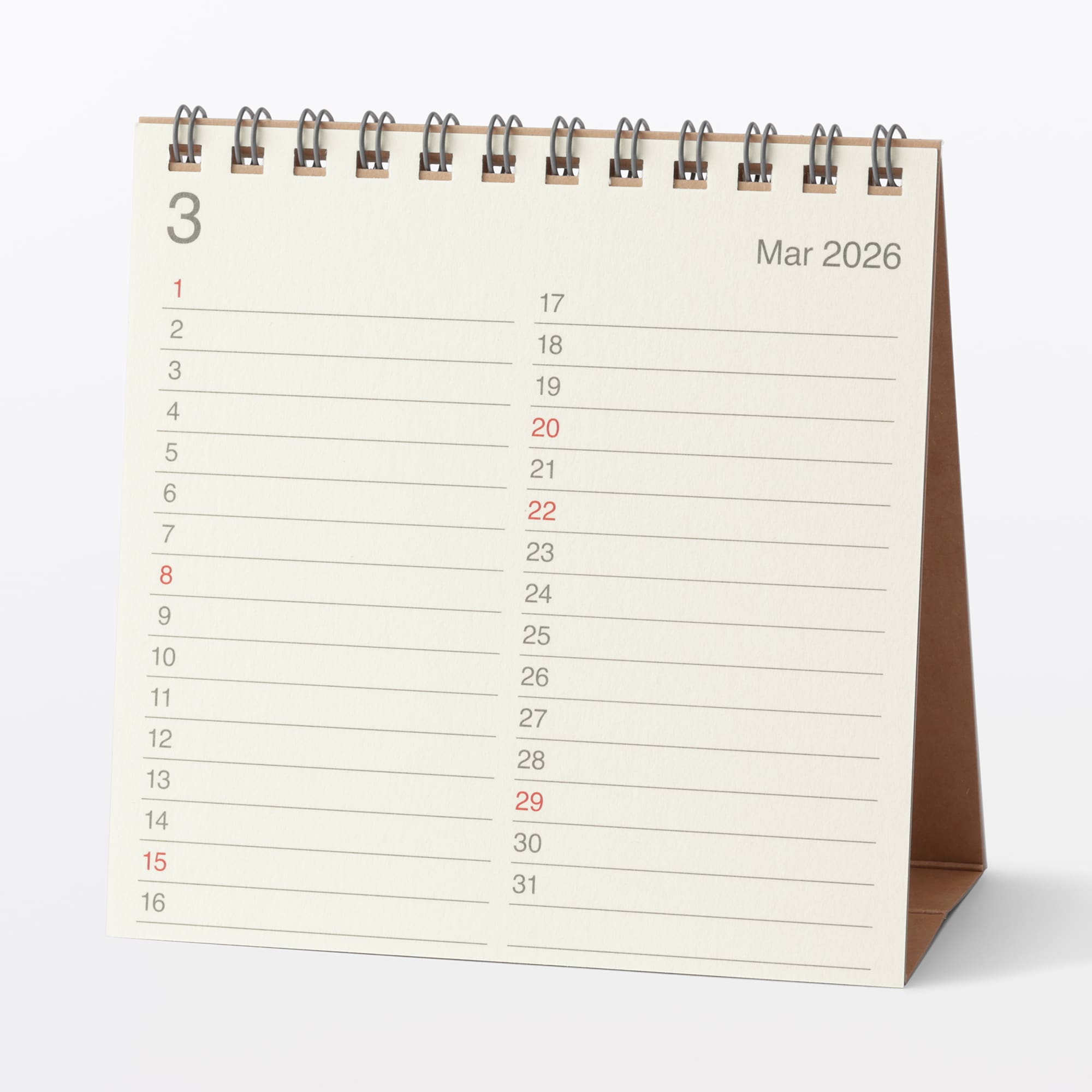 バガス入りペーパー日曜始まり六輝カレンダー・小・２０２６年３月～２０２７年３月