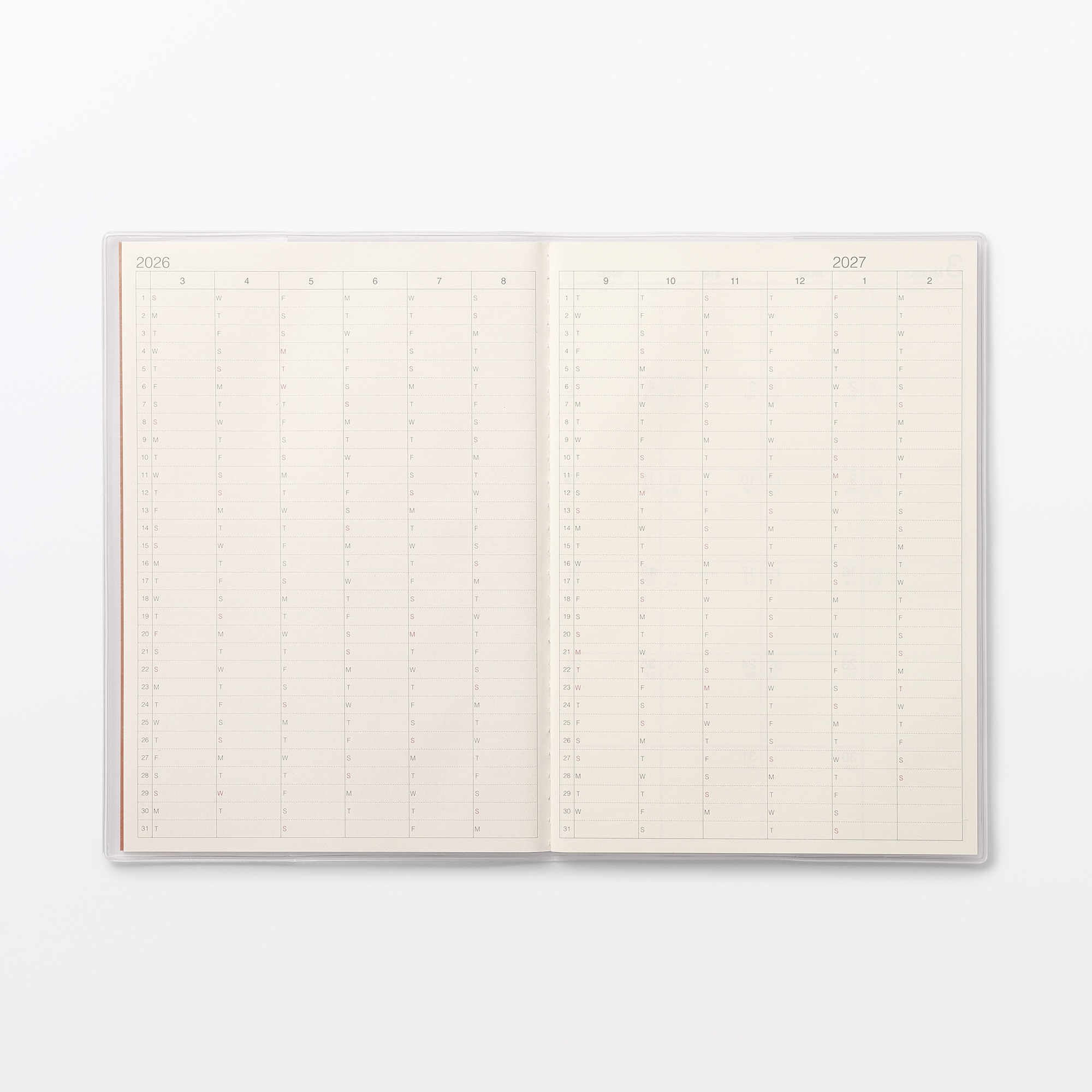 月曜始まりマンスリースケジュール帳・２０２６年３月始まり