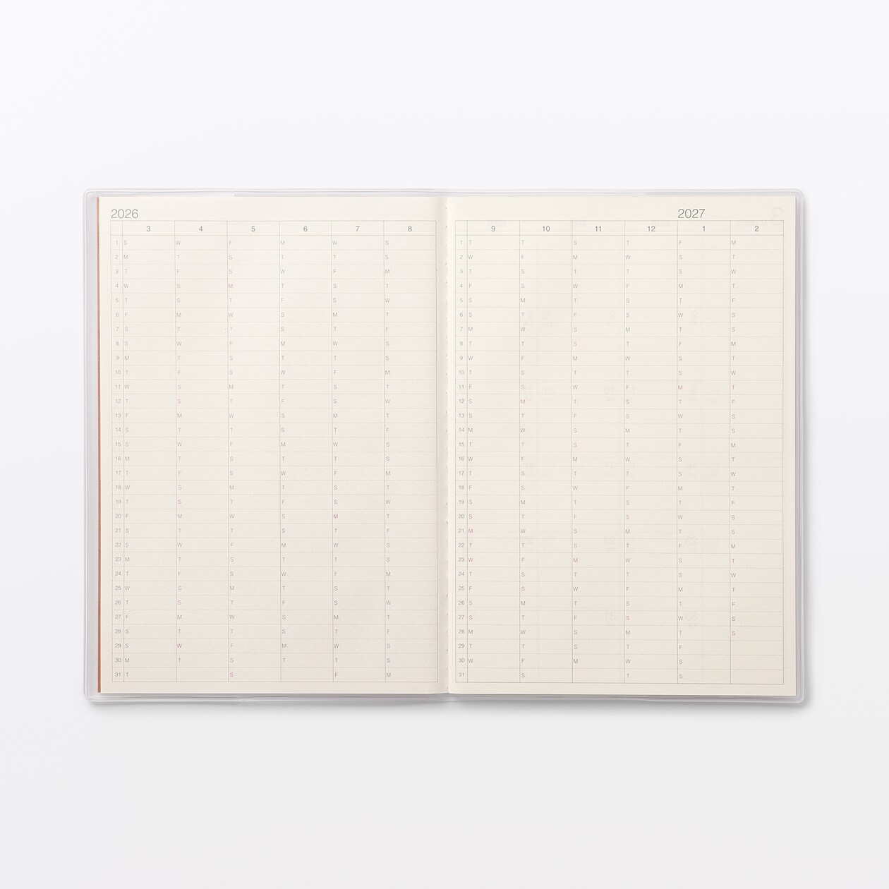 月曜始まりマンスリースケジュール帳・２０２６年３月始まり