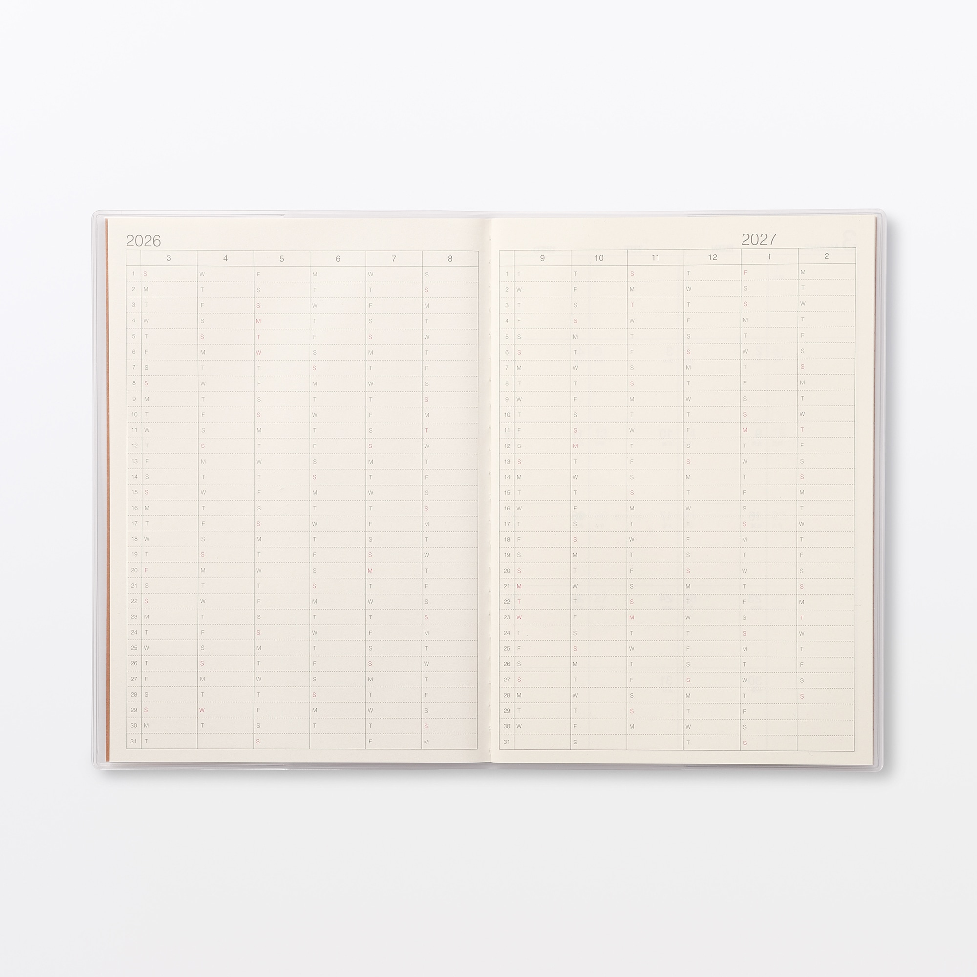 月曜始まりマンスリースケジュール帳・２０２６年３月始まり