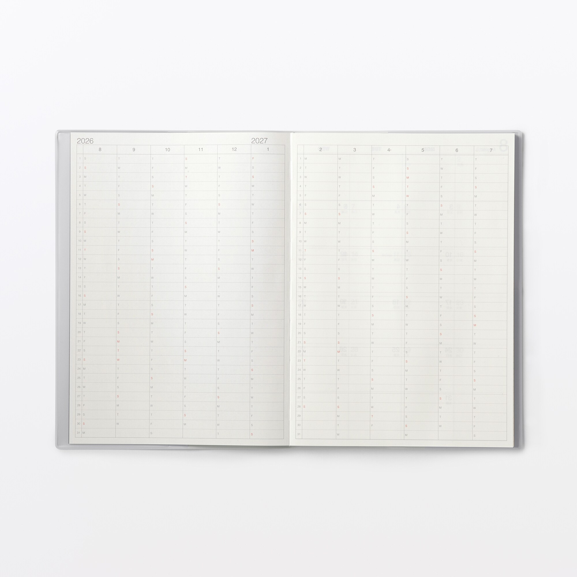 月曜始まりマンスリー／ウィークリースケジュール帳・２０２６年８月始まり