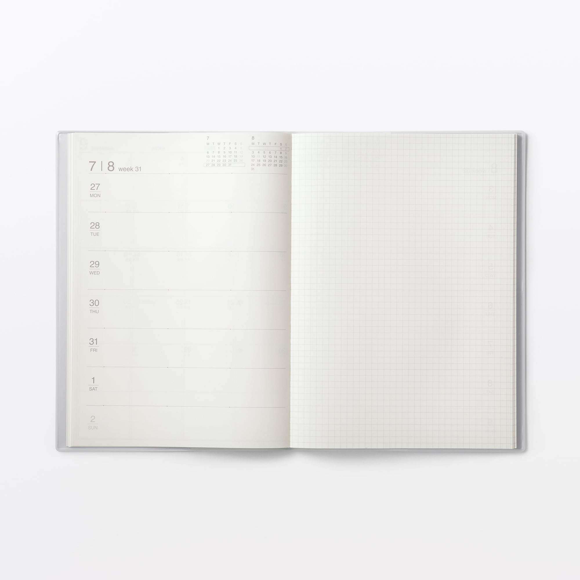 月曜始まりマンスリー／ウィークリースケジュール帳・２０２６年８月始まり