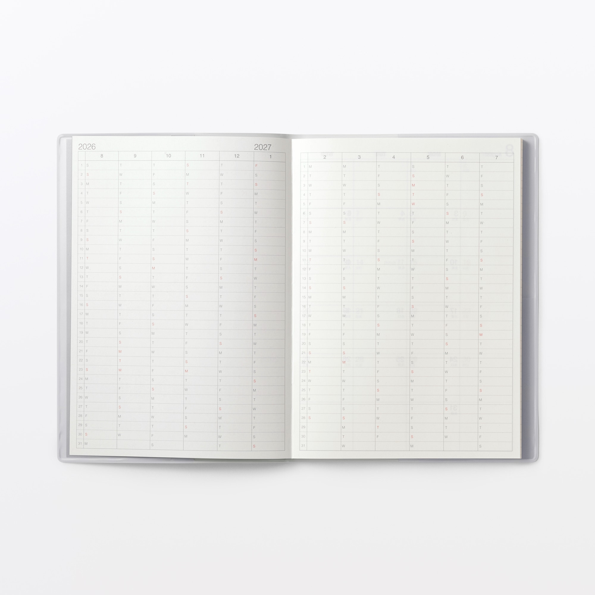 月曜始まりマンスリー／ウィークリースケジュール帳・２０２６年８月始まり