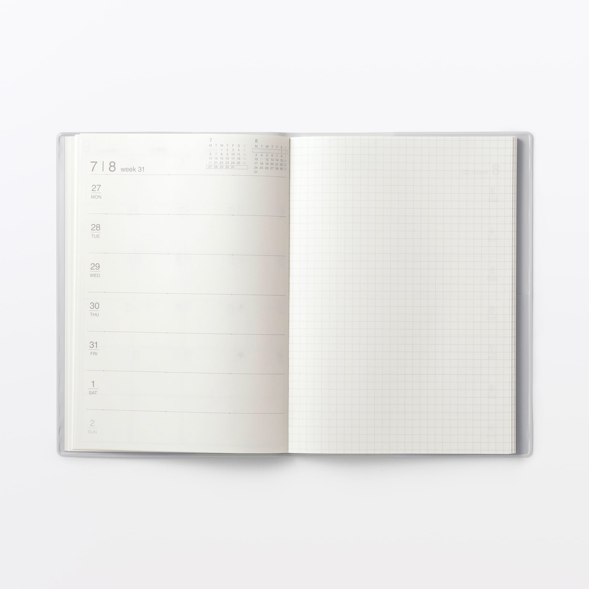 月曜始まりマンスリー／ウィークリースケジュール帳・２０２６年８月始まり